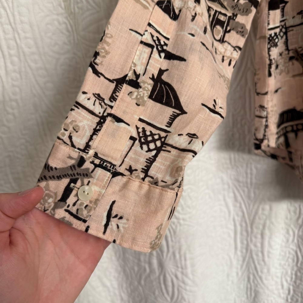Spartina 449 linen shirt city market toile - Picture 4 of 6